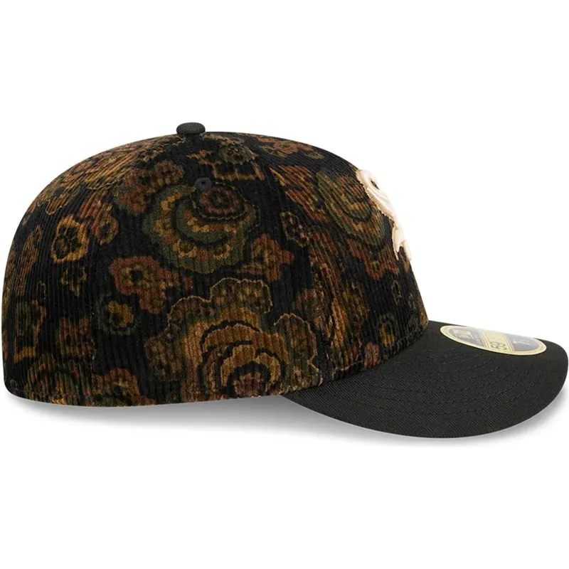 schwarze-gebogene-kappe-59fifty-low-profile-floral-cord-three-looms-bedruckter-cord-der-chicago-white-sox-mlb-von-new-era