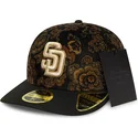 cappellino-curvo-nero-chiuso-59fifty-low-profile-floral-cord-three-looms-printed-corduroy-dei-san-diego-padres-mlb-di-new-er