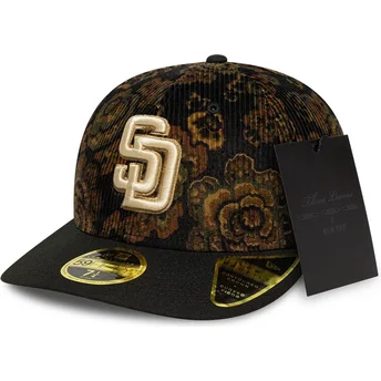 San Diego Padres MLB New Era 59FIFTY Low Profile Floral Cord Three Looms Printed Corduroy Svart Justerbar Kurvad Keps