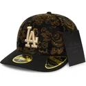 casquette-courbee-noire-ajustee-59fifty-low-profile-floral-cord-three-looms-printed-corduroy-los-angeles-dodgers-mlb-new-era