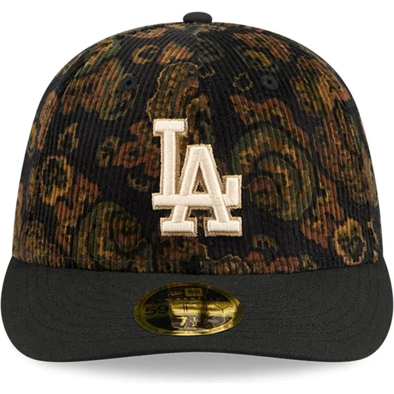 schwarze-gebogene-angepasste-59fifty-low-profile-floral-cord-three-looms-bedruckte-cord-kappe-der-los-angeles-dodgers-mlb-von-ne