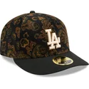 casquette-courbee-noire-ajustee-59fifty-low-profile-floral-cord-three-looms-printed-corduroy-los-angeles-dodgers-mlb-new-era