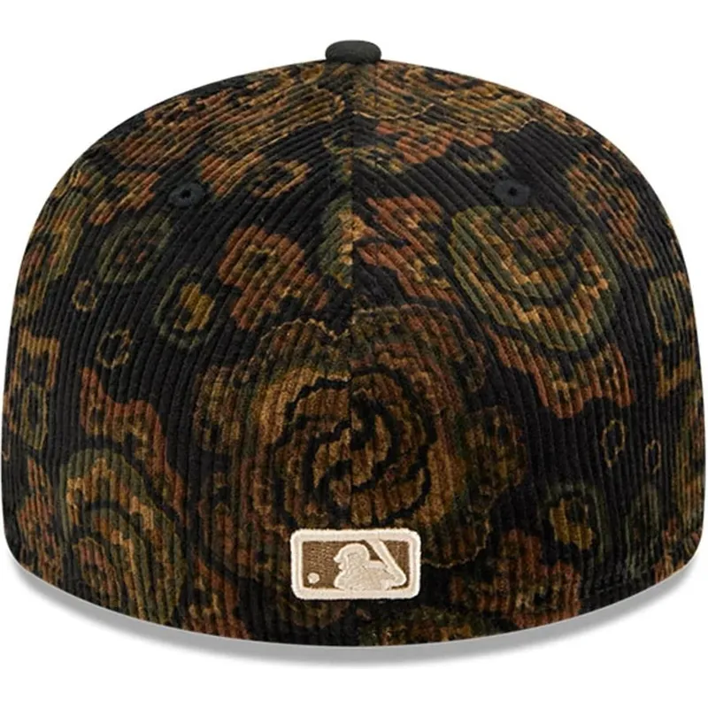 cappellino-curvo-nero-chiuso-59fifty-low-profile-floral-cord-three-looms-printed-corduroy-dei-los-angeles-dodgers-mlb-di-new