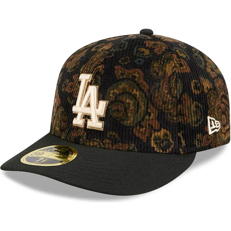 schwarze-gebogene-angepasste-59fifty-low-profile-floral-cord-three-looms-bedruckte-cord-kappe-der-los-angeles-dodgers-mlb-von-ne