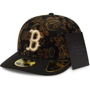 Boston Red Sox MLB New Era 59FIFTY Low Profile Floral Cord Three Looms Printed Corduroy svart justerbar böjd keps