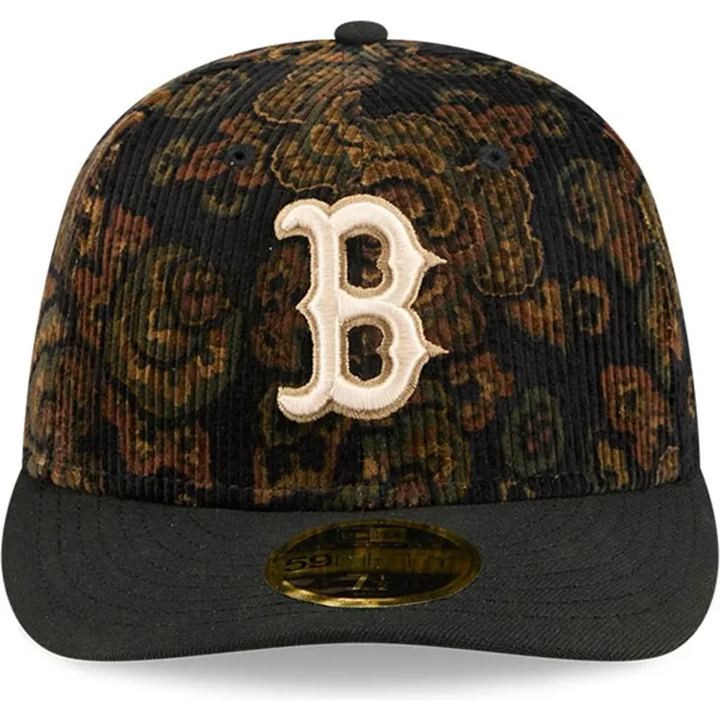 boston-red-sox-mlb-new-era-59fifty-low-profile-floral-cord-three-looms-bedruckter-kord-snapback-in-schwarz