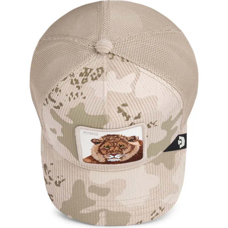 czapka-trucker-bezowa-lew-king-corduroy-camo-the-farm-od-goorin-bros