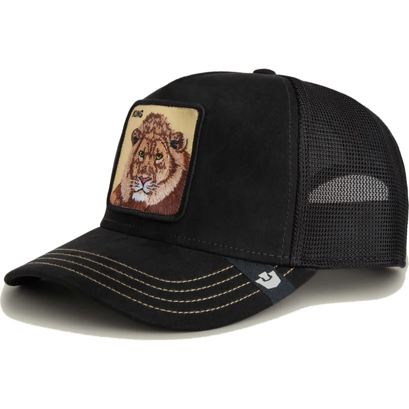 svart-trucker-keps-lejon-king-golden-suede-the-farm-fran-goorin-bros