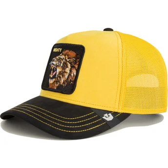 Gorra trucker gialla e nera leone Mighty Lion Suede The Farm di Goorin Bros.