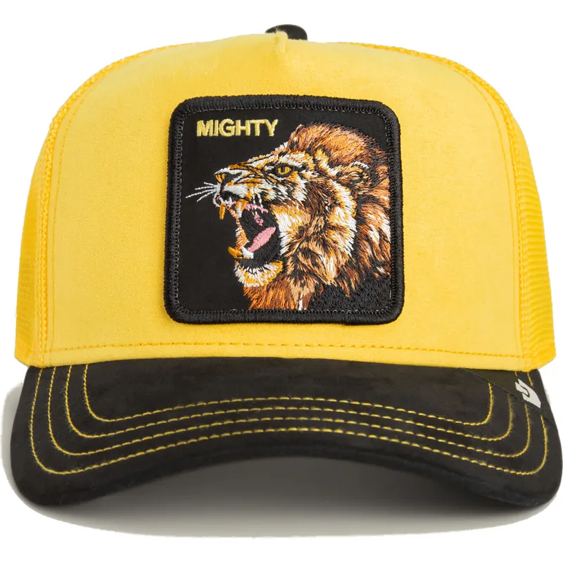 gorra-trucker-gialla-e-nera-leone-mighty-lion-suede-the-farm-di-goorin-bros