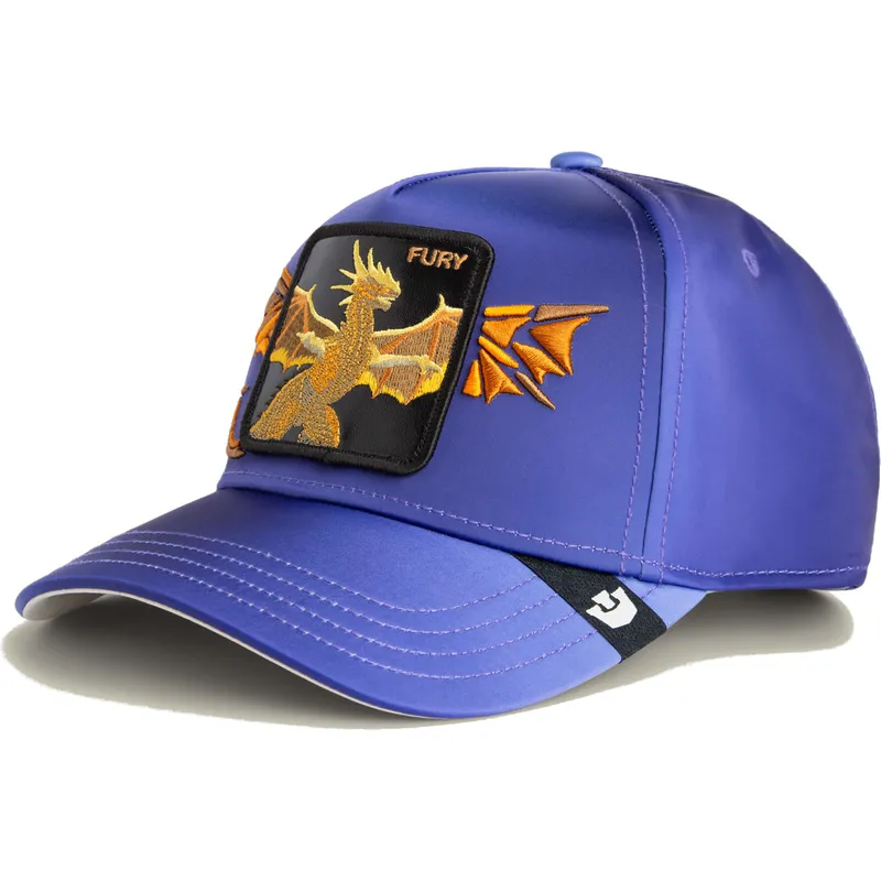 goorin-bros-the-farm-snapback-cap-violett-mit-gebogenem-schirm-drachenmotiv-fury-hell-hath-no-wings