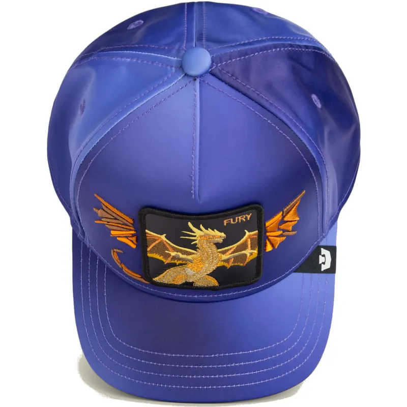 goorin-bros-the-farm-snapback-cap-violett-mit-gebogenem-schirm-drachenmotiv-fury-hell-hath-no-wings