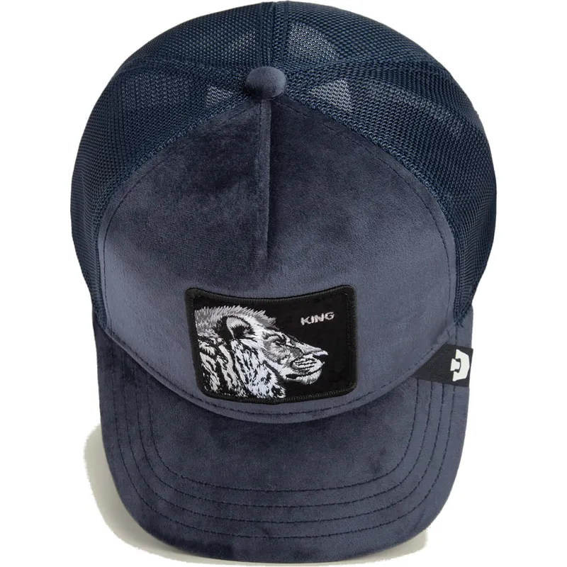 goorin-bros-the-farm-king-lion-velour-lowe-marineblaue-trucker-kappe