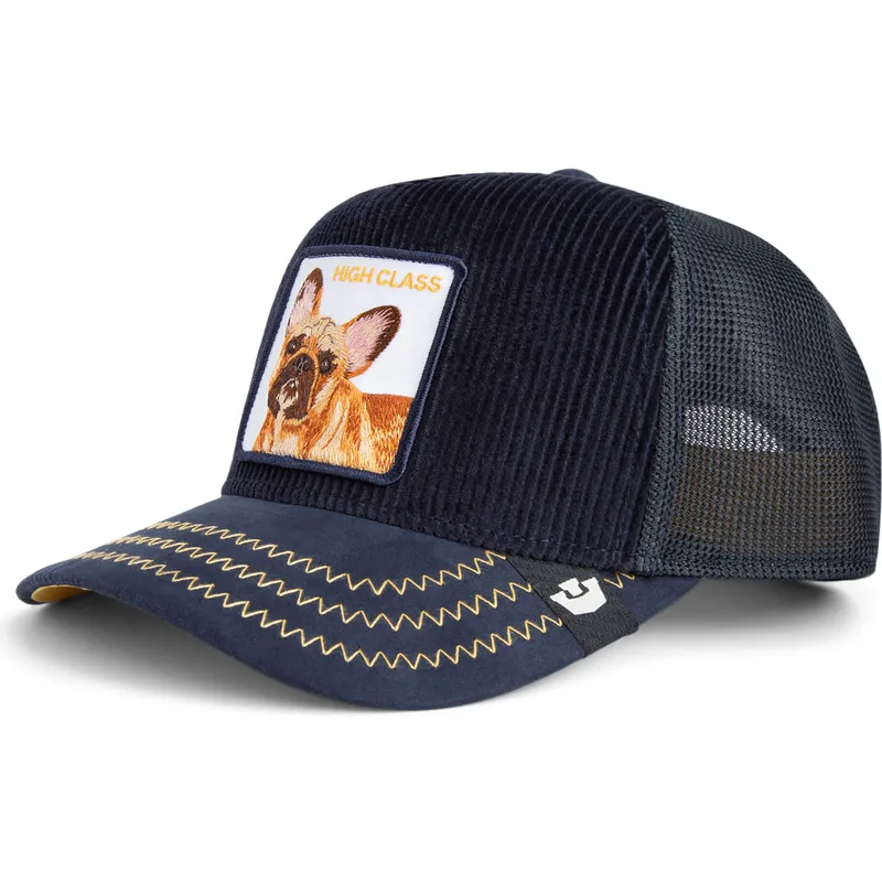cappellino-trucker-blu-marino-cane-bulldog-francese-high-class-remix-the-farm-di-goorin-bros