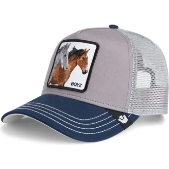 Goorin Bros. The Farm The Boyz Sport Trucker Cap Grau und Blau Pferd.