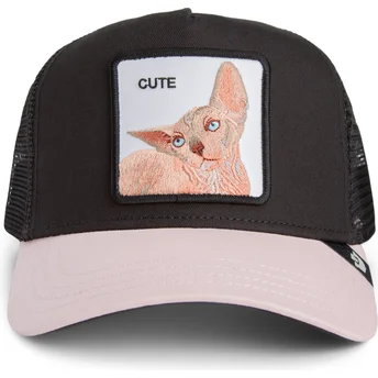 Czarna czapka trucker z kotem Cute The Sphynx Sport The Farm od Goorin Bros.