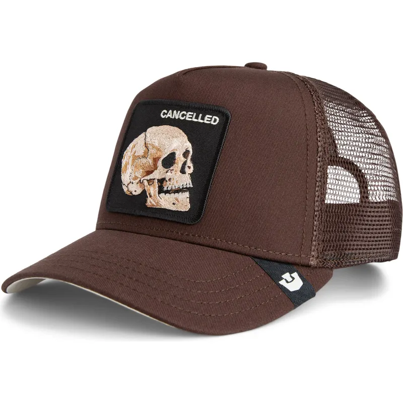 gorra-trucker-marrone-teschio-the-cancelled-skull-grit-the-farm-di-goorin-bros