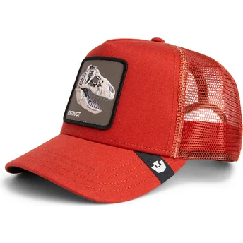 Czapka trucker czerwona dinozaur T-Rex The Extinct Skull Grit The Farm od Goorin Bros.