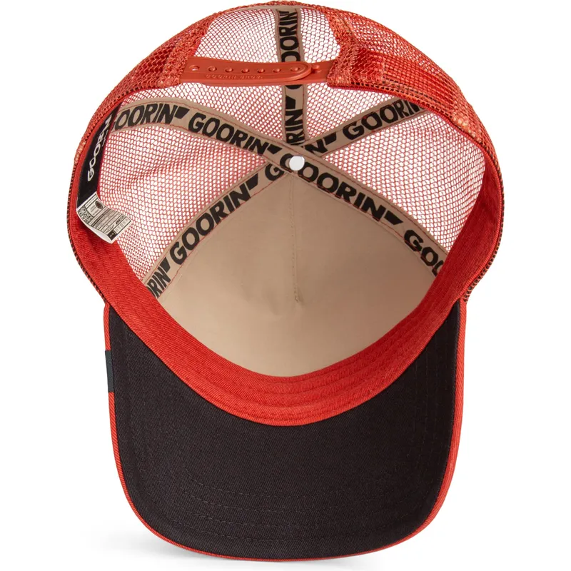 cappellino-trucker-rosso-dinosauro-t-rex-the-extinct-skull-grit-the-farm-di-goorin-bros