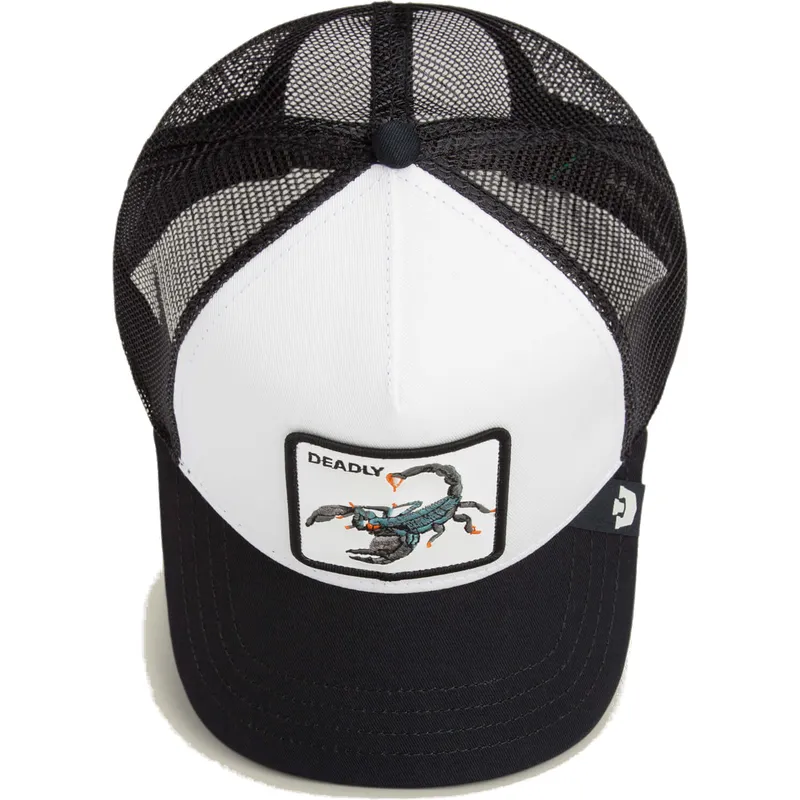 gorra-trucker-bianca-e-nera-scorpione-deadly-the-farm-di-goorin-bros