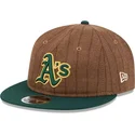 brazowa-i-zielona-regulowana-czapka-z-daszkiem-9fifty-retro-crown-wool-pinstripe-oakland-athletics-mlb-new-era