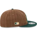 casquette-plate-marron-et-verte-ajustable-9fifty-retro-crown-wool-pinstripe-oakland-athletics-mlb-new-era