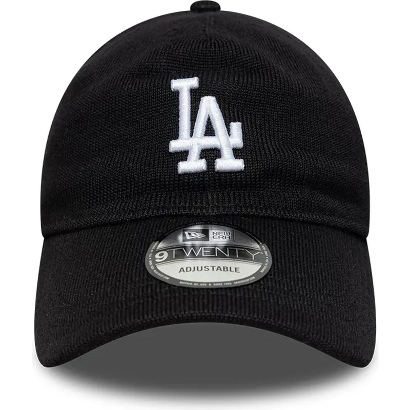 verstellbare-schwarze-curved-cap-9twenty-merinowolle-los-angeles-dodgers-mlb-von-new-era