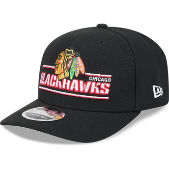 Cap curbată black snapback 9SEVENTY Stretch Snap Stated de Chicago Blackhawks NHL de New Era