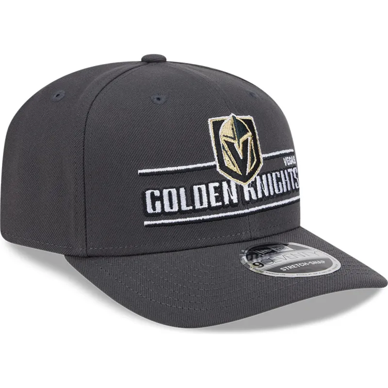 graue-curved-snapback-kappe-9seventy-stretch-snap-stated-der-vegas-golden-knights-nhl-von-new-era