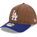cappellino-curvo-marrone-e-blu-regolabile-9twenty-a-frame-wool-pinstripe-di-los-angeles-dodgers-mlb-di-new-era