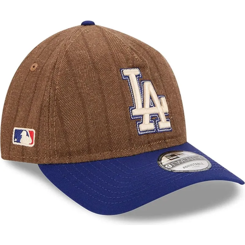verstellbare-braun-blaue-9twenty-a-frame-wool-pinstripe-kappe-der-los-angeles-dodgers-mlb-von-new-era