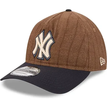 Regulowana brązowo-granatowa czapka z daszkiem 9TWENTY A Frame Wool Pinstripe New York Yankees MLB marki New Era