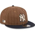 cappello-piatto-marrone-e-blu-navy-regolabile-9fifty-retro-crown-wool-pinstripe-dei-new-york-yankees-mlb-di-new-era