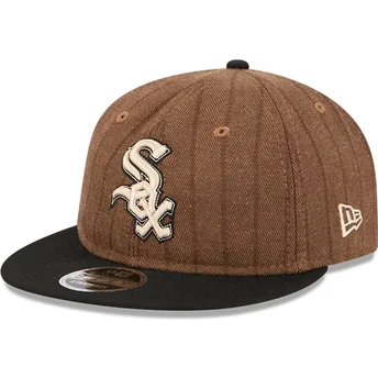 Șepci plată maro reglabilă 9FIFTY Retro Crown Wool Pinstripe de Chicago White Sox MLB de New Era