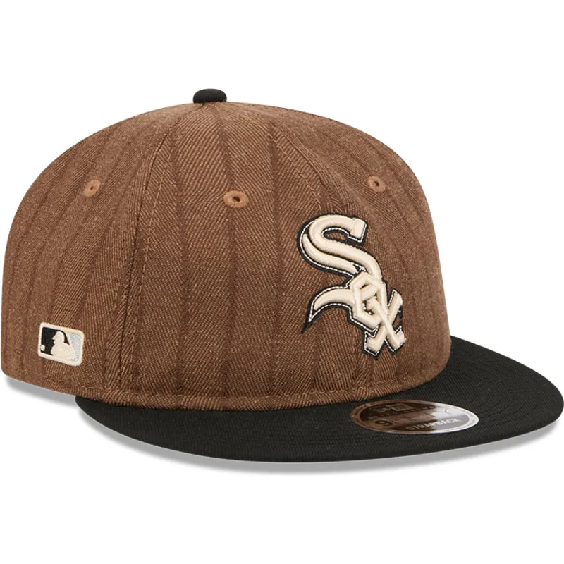 verstellbare-braun-schwarze-9fifty-retro-crown-wool-pinstripe-kappe-der-chicago-white-sox-mlb-von-new-era