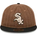 cappello-piatto-marrone-e-nero-regolabile-9fifty-retro-crown-wool-pinstripe-dei-chicago-white-sox-mlb-di-new-era