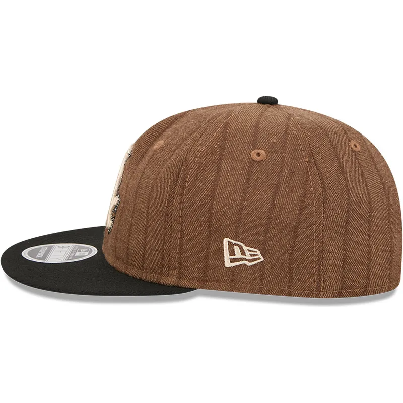 cappello-piatto-marrone-e-nero-regolabile-9fifty-retro-crown-wool-pinstripe-dei-chicago-white-sox-mlb-di-new-era