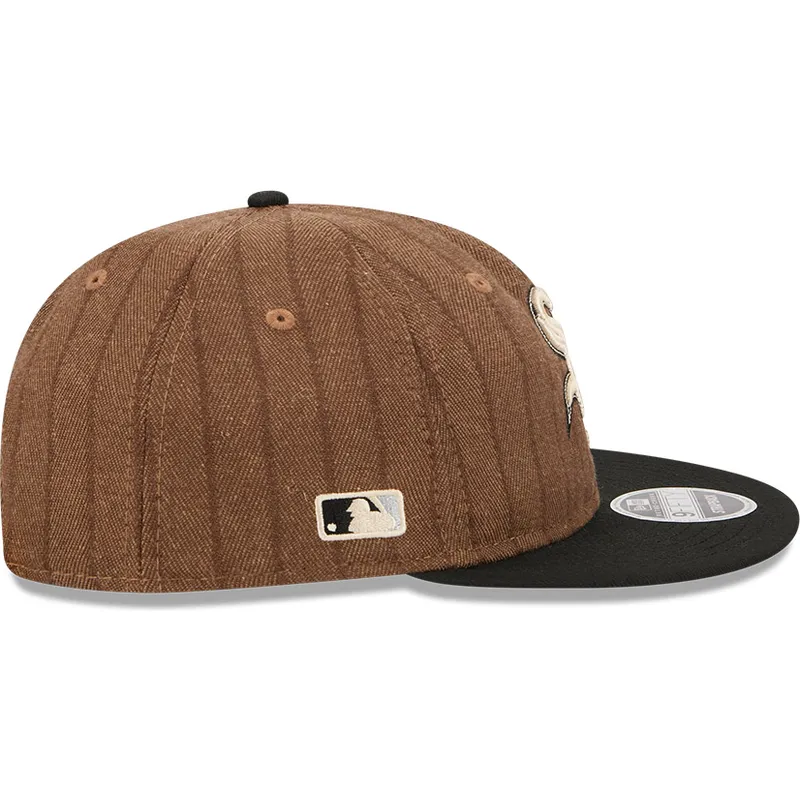 cappello-piatto-marrone-e-nero-regolabile-9fifty-retro-crown-wool-pinstripe-dei-chicago-white-sox-mlb-di-new-era