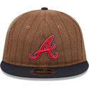 cappello-piatto-marrone-e-blu-navy-regolabile-9fifty-retro-crown-wool-pinstripe-di-atlanta-braves-mlb-di-new-era