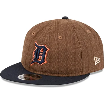 Șepci plată maro bandă reglabilă 9FIFTY Retro Crown Wool Pinstripe de Detroit Tigers MLB de New Era
