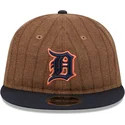 braune-und-marineblaue-verstellbare-flache-kappe-9fifty-retro-crown-wool-pinstripe-der-detroit-tigers-mlb-von-new-era