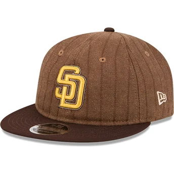 Șepci plată maro reglabilă 9FIFTY Retro Crown Wool Pinstripe de San Diego Padres MLB de New Era