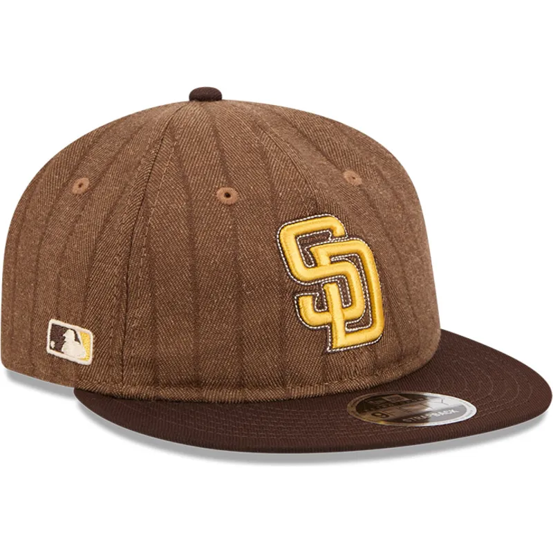 san-diego-padres-mlb-9fifty-retro-crown-wool-pinstripe-verstellbare-braune-flat-cap-von-new-era
