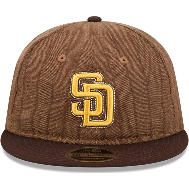 cappello-piatto-marrone-regolabile-9fifty-retro-crown-wool-pinstripe-dei-san-diego-padres-mlb-di-new-era