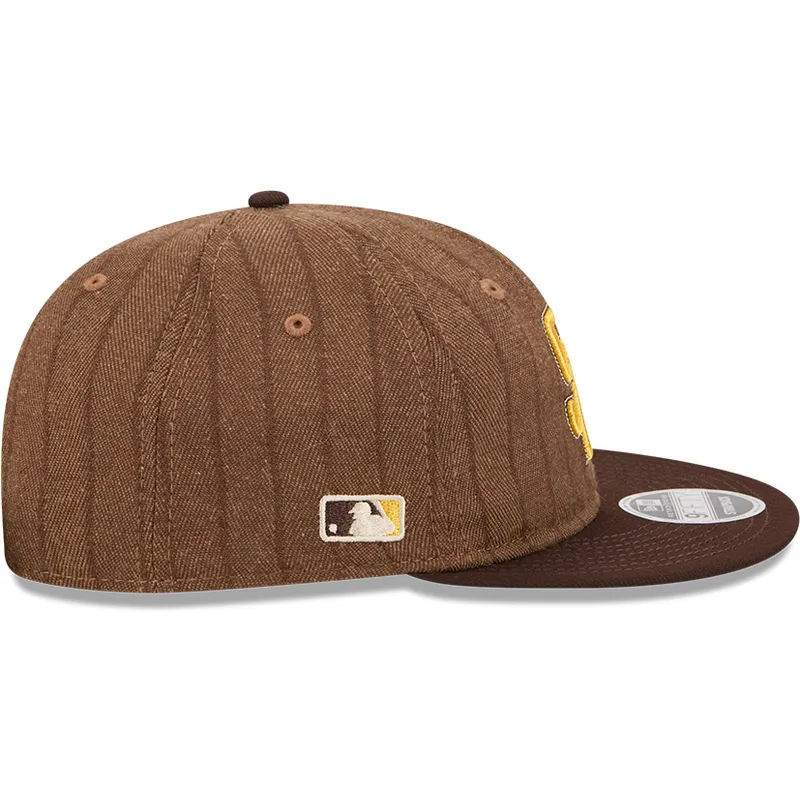 cappello-piatto-marrone-regolabile-9fifty-retro-crown-wool-pinstripe-dei-san-diego-padres-mlb-di-new-era