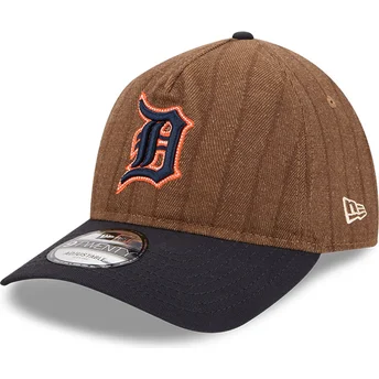 Casquette courbée marron et bleue marine ajustable 9TWENTY A Frame Wool Pinstripe Detroit Tigers MLB New Era