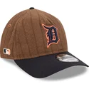 casquette-courbee-marron-et-bleue-marine-ajustable-9twenty-a-frame-wool-pinstripe-detroit-tigers-mlb-new-era