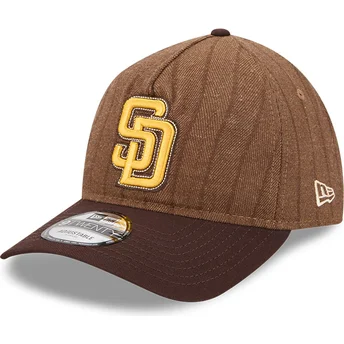Cappellino visiera curva marrone regolabile 9TWENTY A Frame Wool Pinstripe di San Diego Padres MLB di New Era