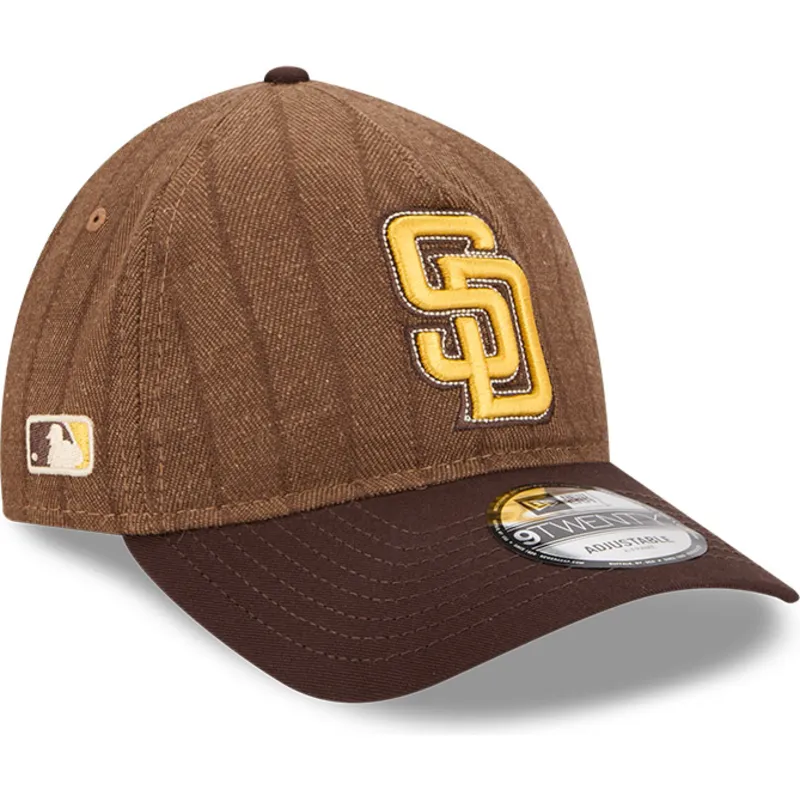 cappellino-curvo-marrone-regolabile-9twenty-a-frame-wool-pinstripe-dei-san-diego-padres-mlb-di-new-era