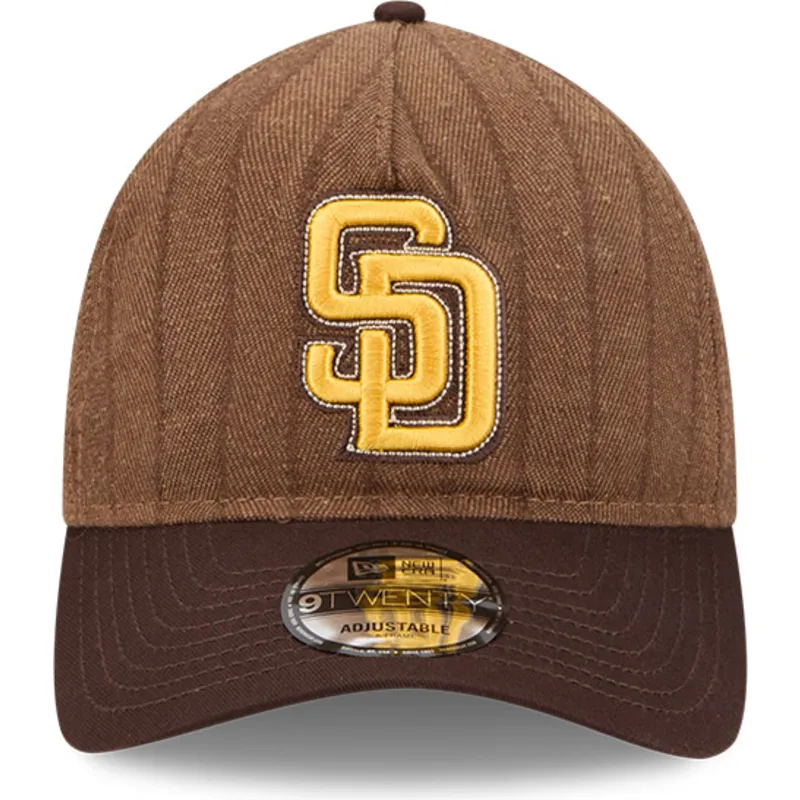 brazowa-regulowana-czapka-z-daszkiem-9twenty-a-frame-wool-pinstripe-san-diego-padres-mlb-new-era